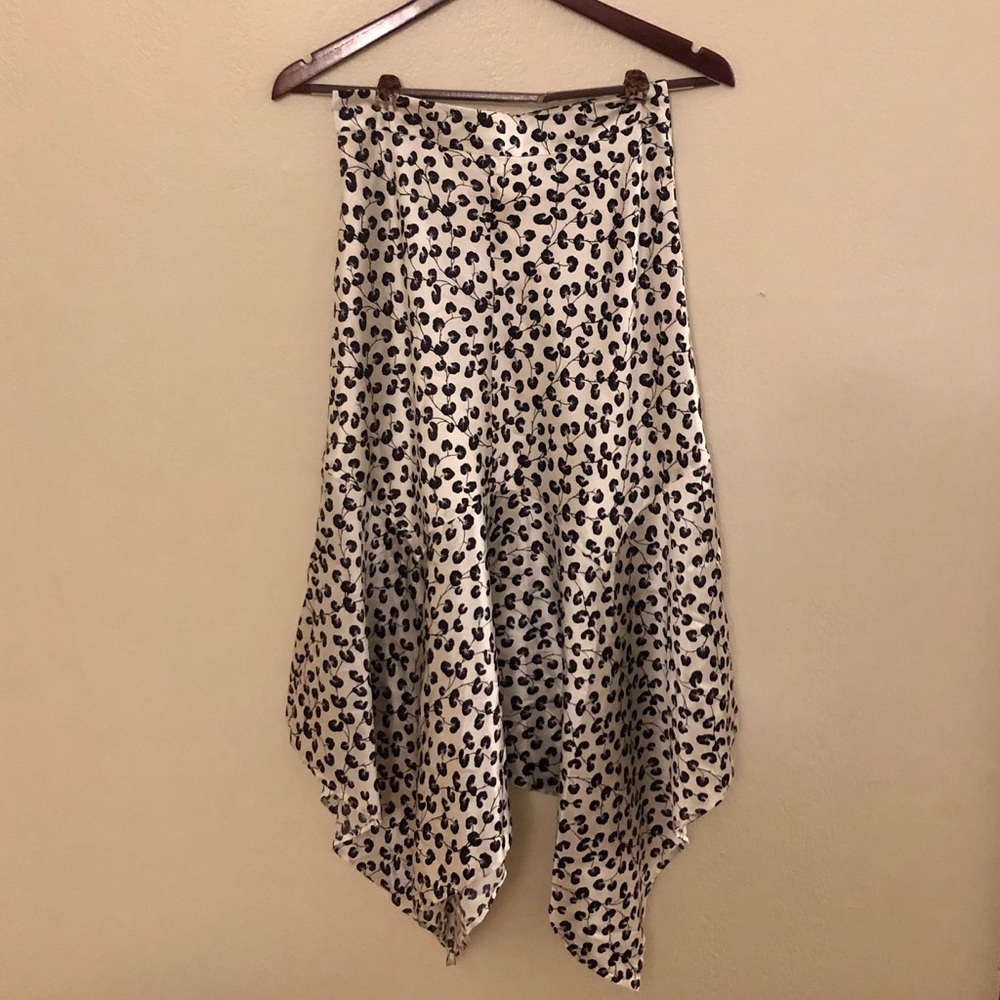 GANNI Black and White Silk Skirt